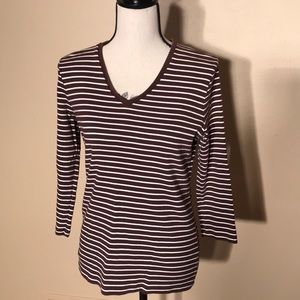 Jones New York brown striped 3/4th length shirt